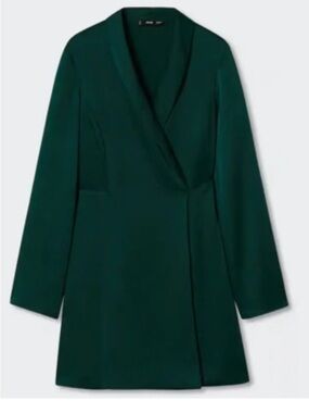 Mango Dark Green Wrap Blazer Dress